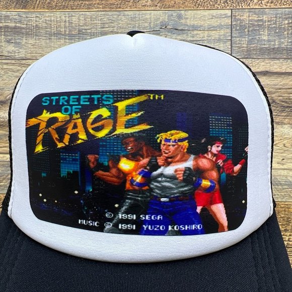 Streets Of Rage Mens Trucker Hat Black Snapback 1991 Sega Genesis Video Game Cap - Picture 3 of 8